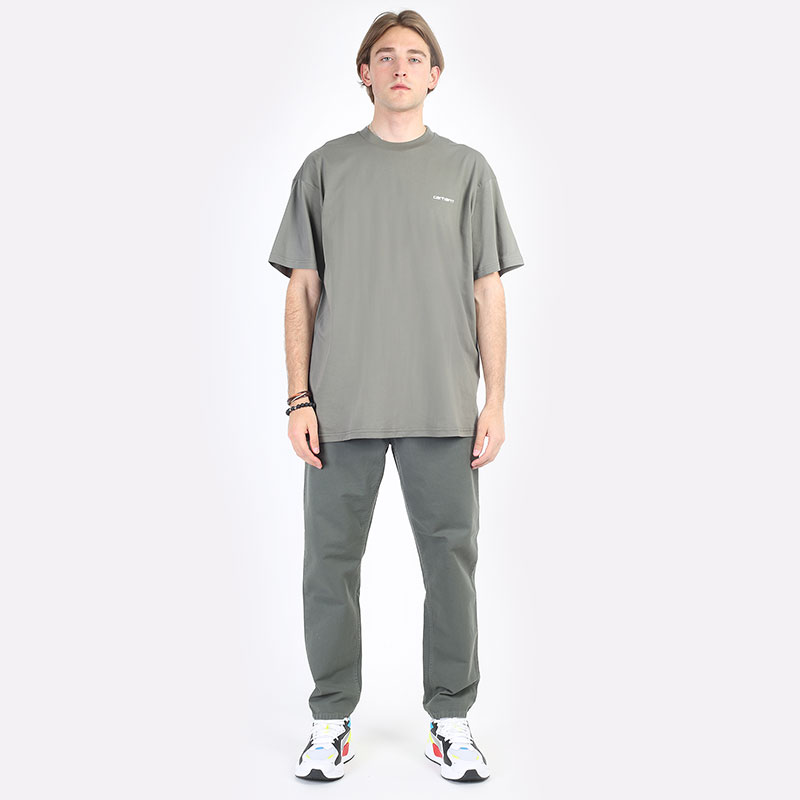 мужская зеленая футболка Carhartt WIP S/S Nils T-Shirt I030111-thyme/white - цена, описание, фото 4